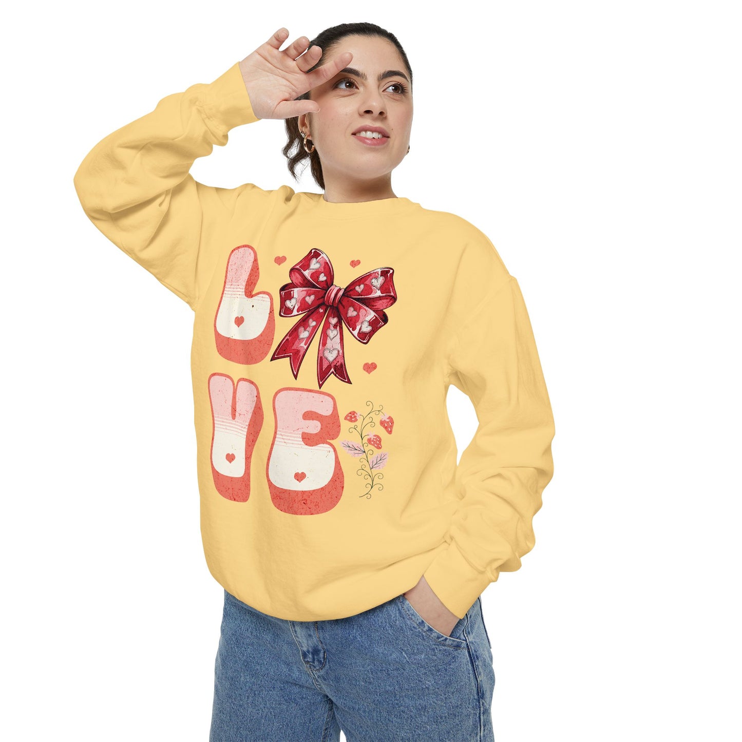 LOVE  Coquette Unisex Comfort Colors Garment-Dyed Sweatshirt