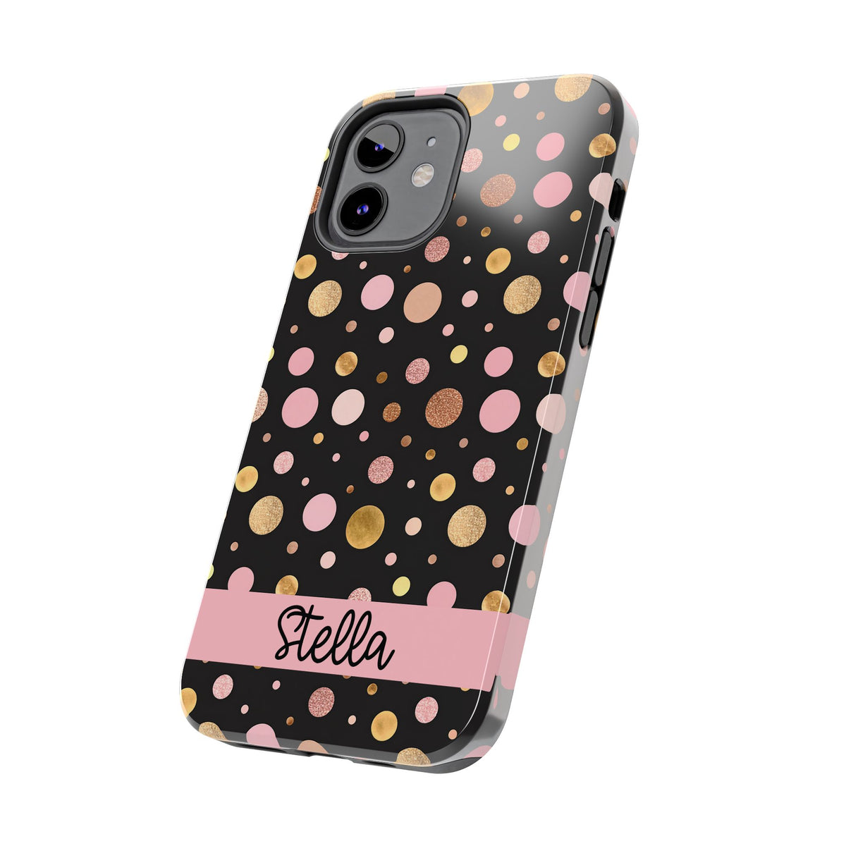 Personalized Gold & Pink Confetti Tough Phone Case — Glitter Dot Protective Phone Cover