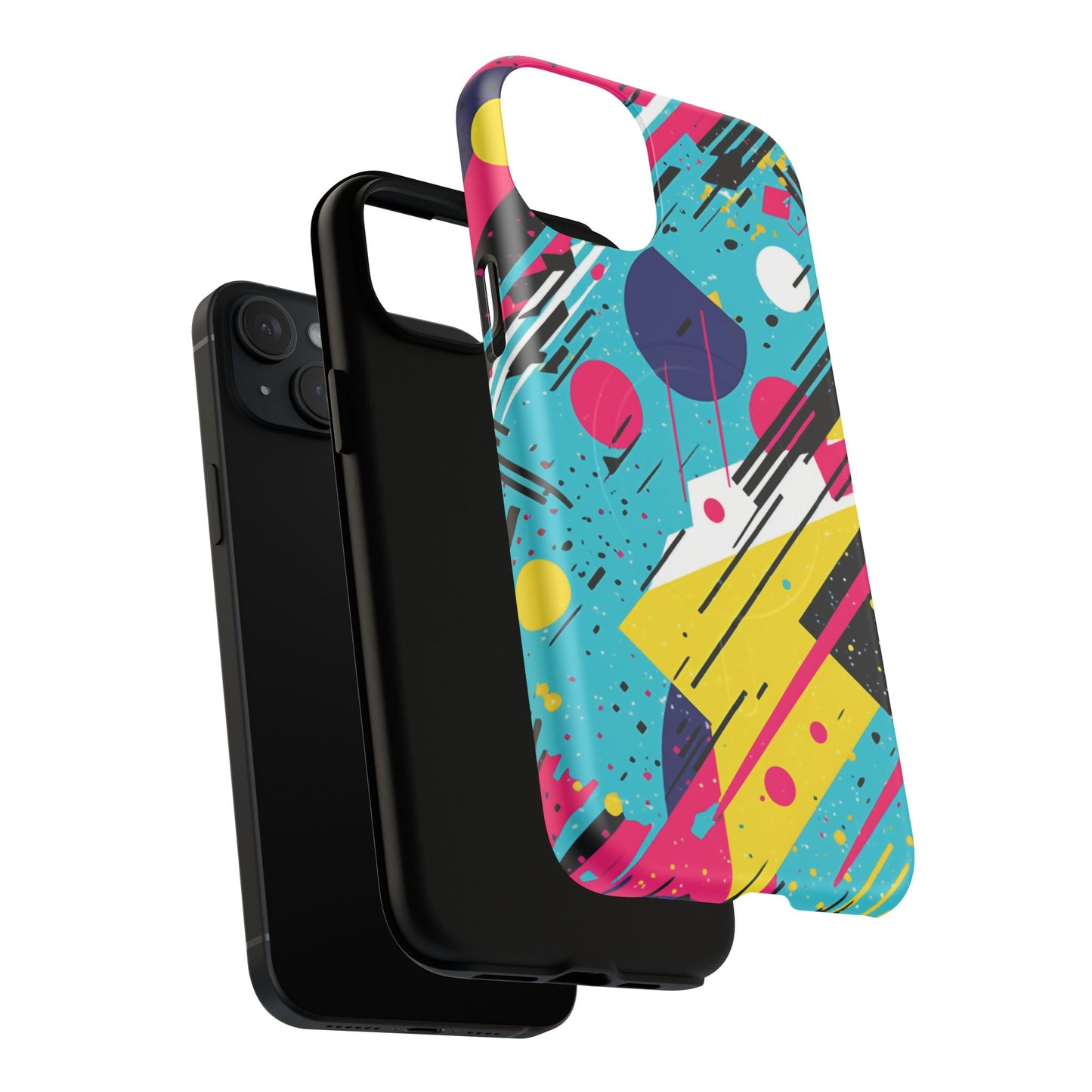 Retro Pop Vibes Magnetic iPhone Case with Abstract Design, Tough iPhone Cover, iPhone Accessory, Gift for Tech Lovers, Trendy iPhone Protector