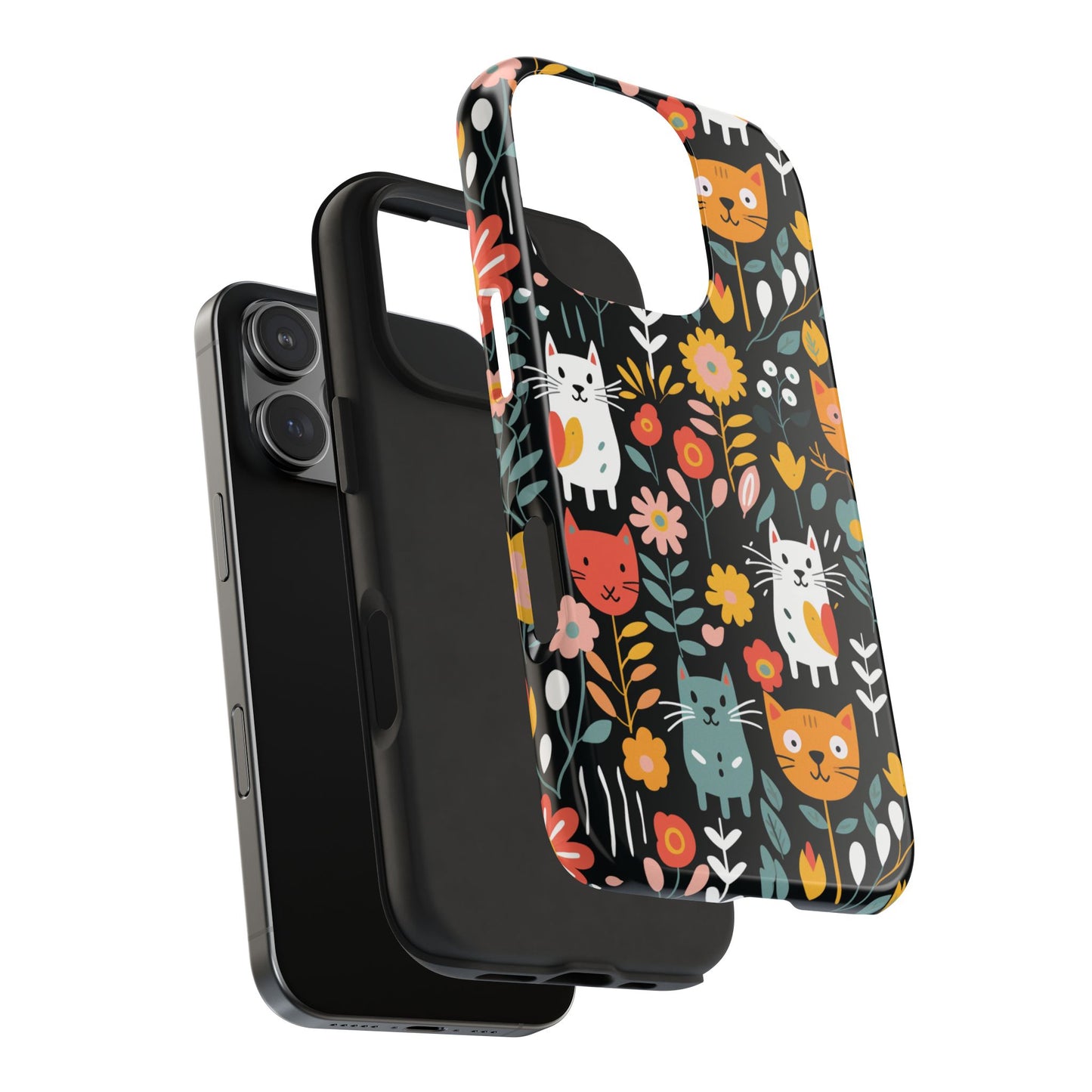 Whimsical Feline Garden iPhone and Samsung Tough Phone Cases,