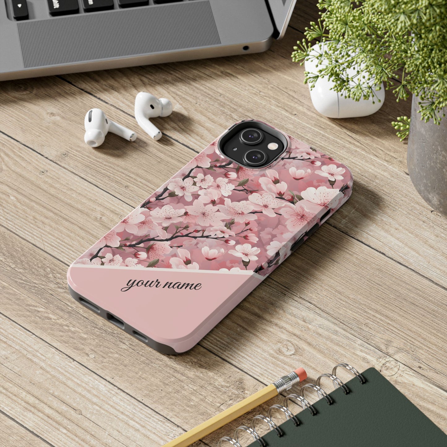 Personalized Cherry Blossom iPhone and Samsung Tough Phone Cases