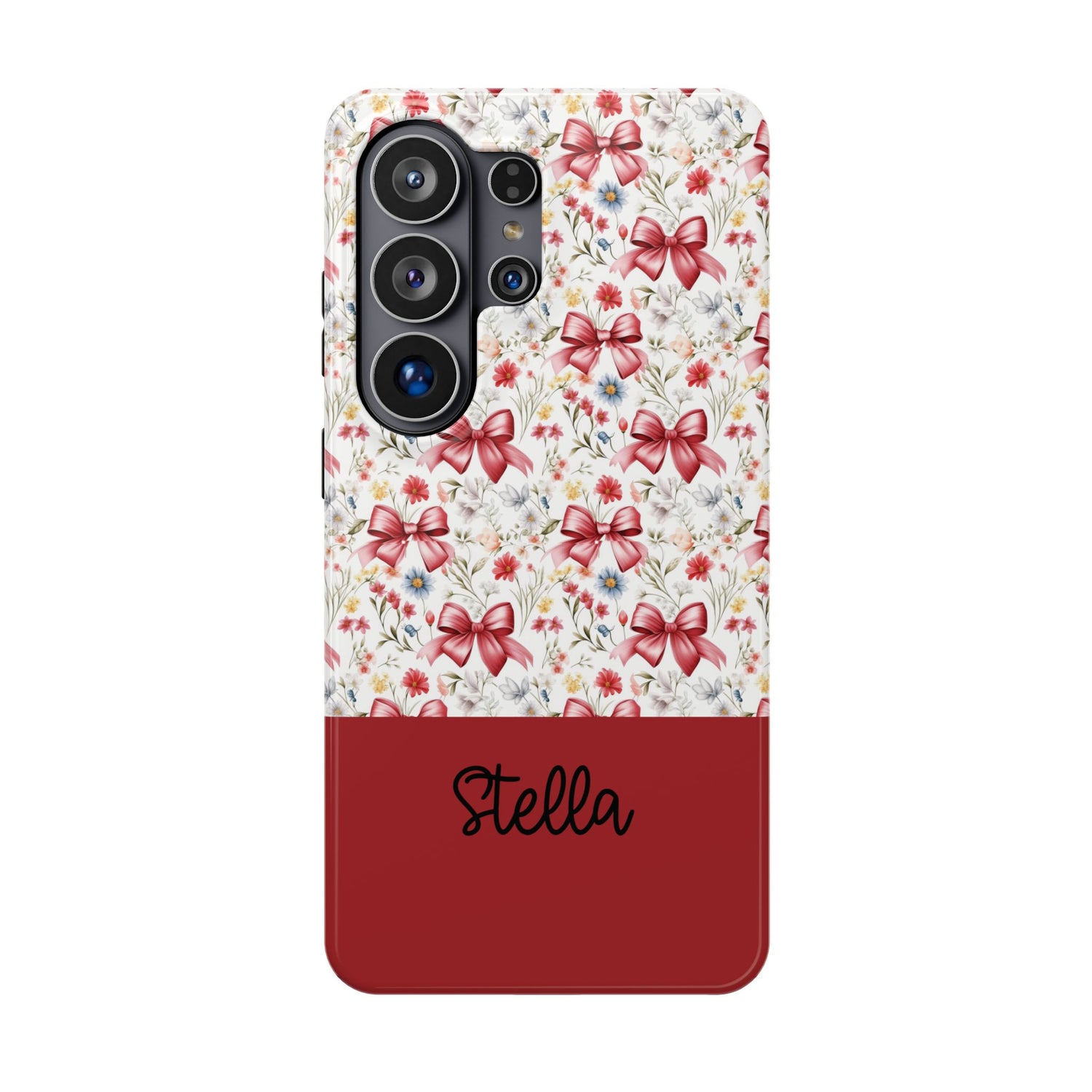 Personalized Rosette Coquette Floral Bow iPhone and Samsung Impact-Resistant Case — Custom Name Case