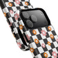 Groovy Checkered Bloom iPhone Case, Tough Magnetic Cases for Women, Stylish iPhone Cover, Trendy Floral Print, Gift for Her, Everyday Accessories