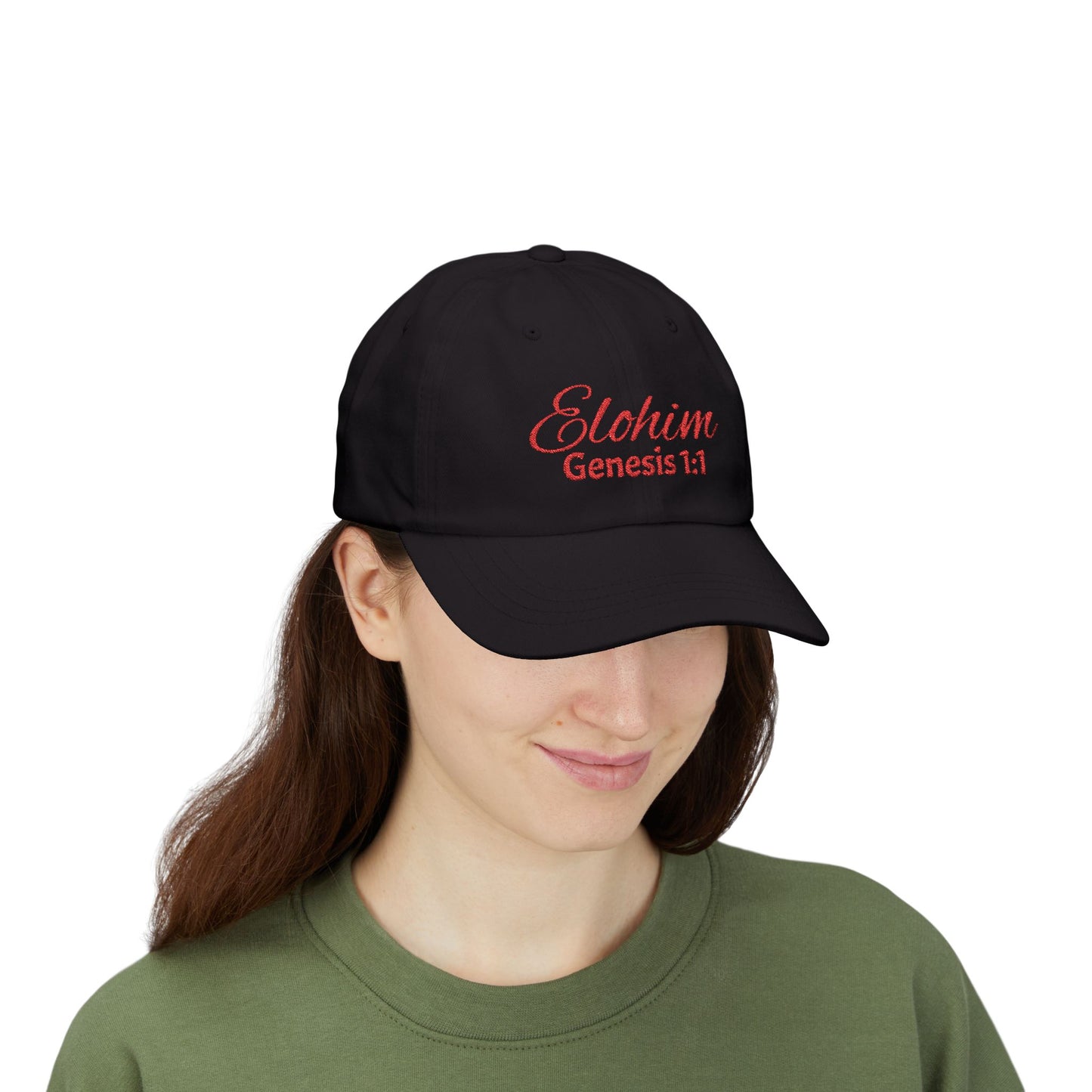 Classic Embroidery Dad Cap with 'ELOHIM, GENESIS 1:1' - Faith-Based Hat, Casual Wear, Gift for Dad, Christian Accessory, Summer Fashion