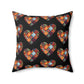 Black Patchwork Heart Spun Polyester Square Pillow