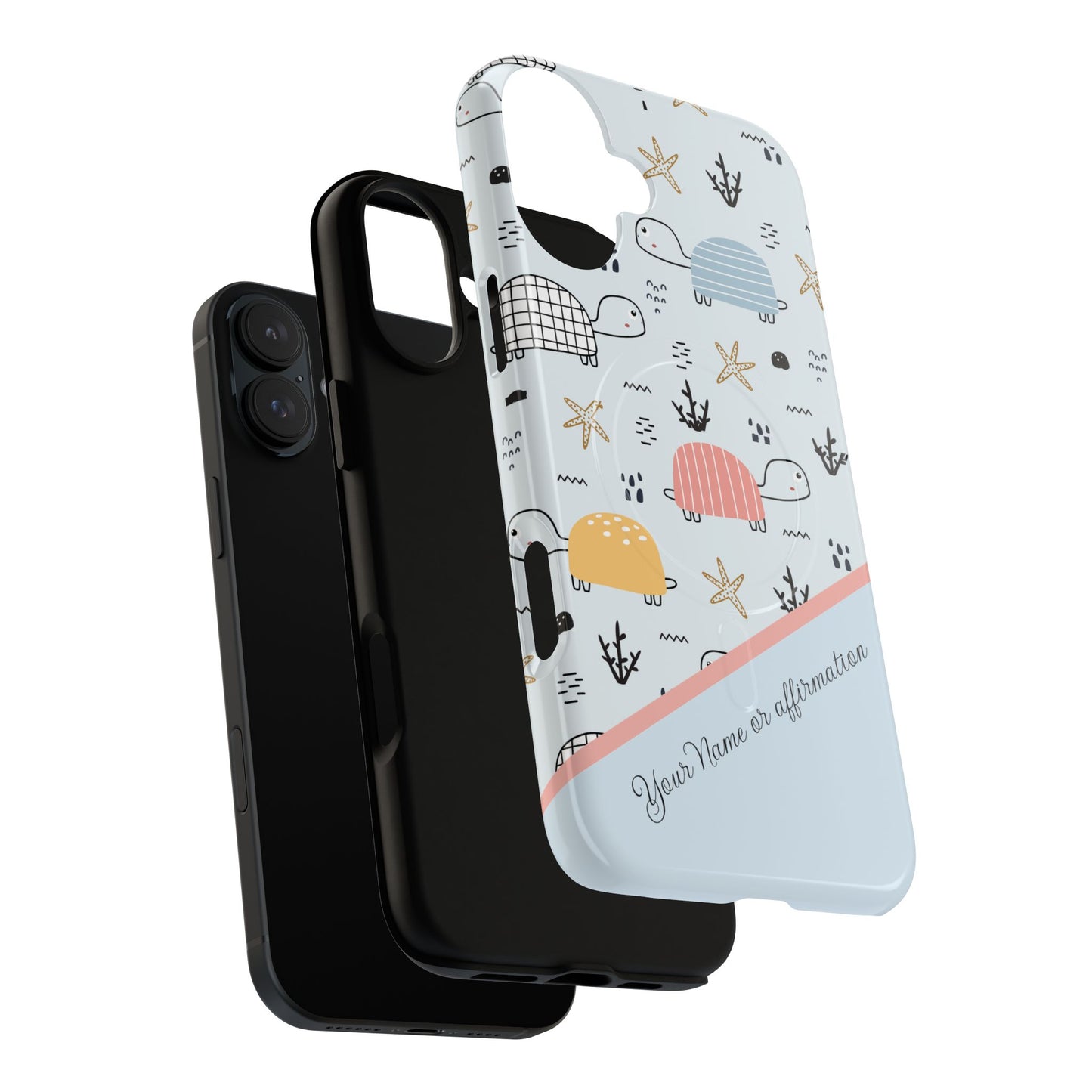 Personalized Cute Turtle Tough Magnetic MagSafe® Cell Cover, Ocean Theme Case, Sea Life Gift for Beach Lovers, iPhone® 13, 14, iPhone 15, iPhone 16, iPhone 17, Pro, Pro Max, Plus Cases.