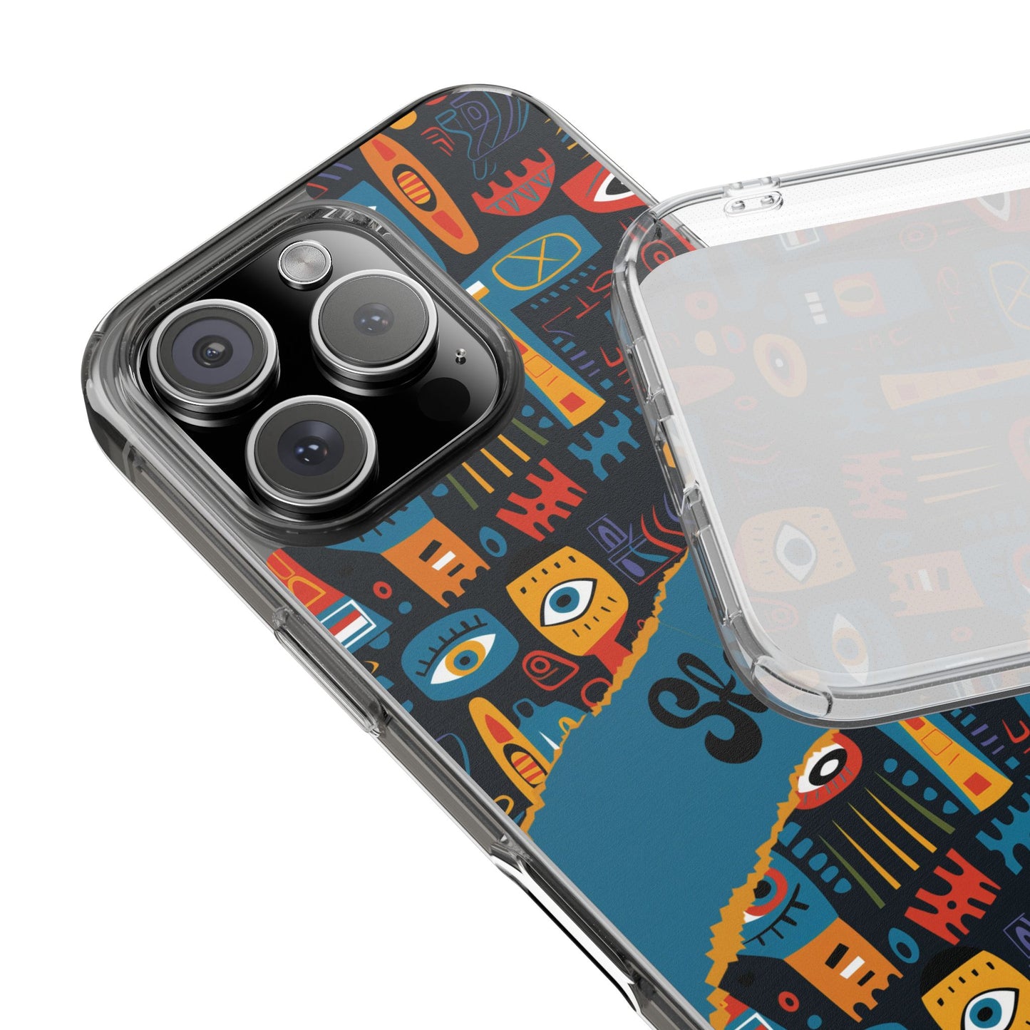 Phone Case — Colorful Abstract Faces Clear Impact-Resistant Case