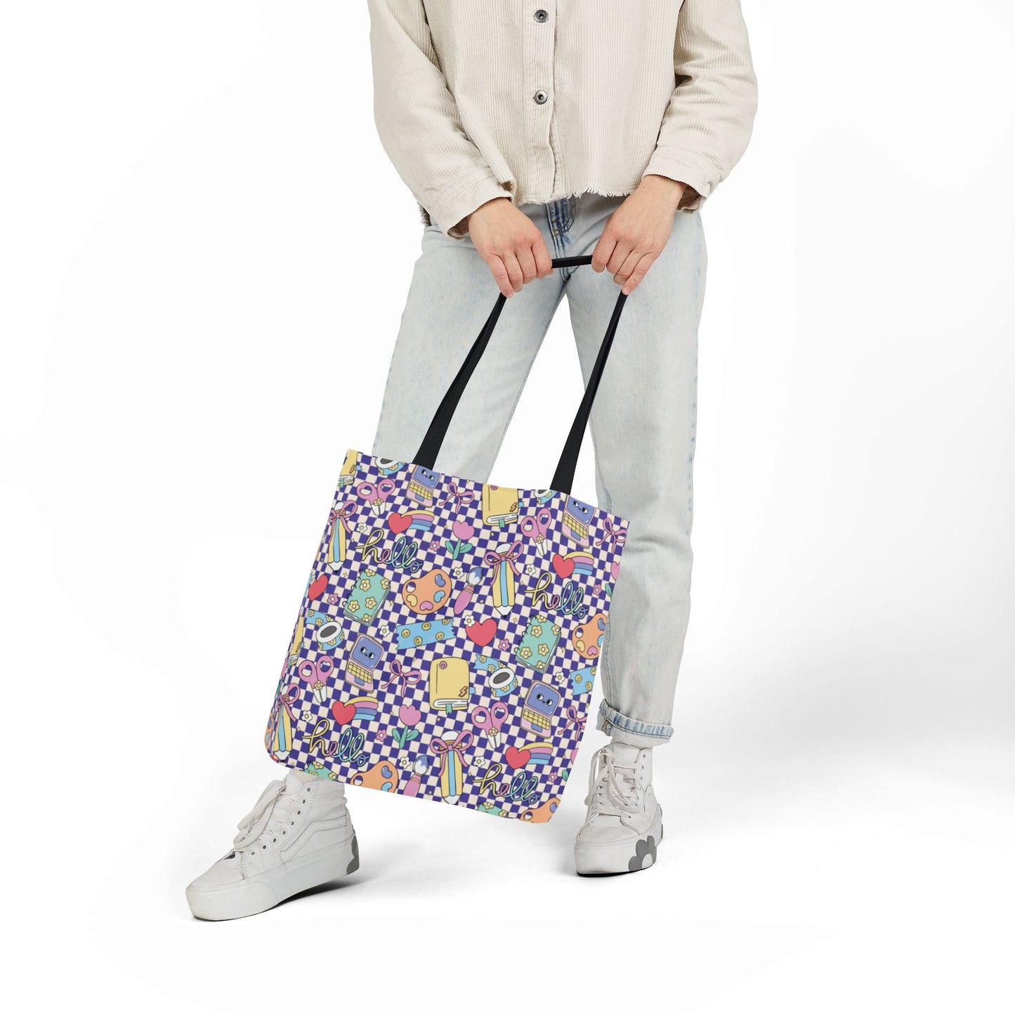 Personalized Purple Doodle Daydream Composition Book Inspired Canvas Tote Bag with Colorful Straps, Cute School Bag, Eco-Friendly Tote, Back to School Shopping Bag, Teacher Gift Idea