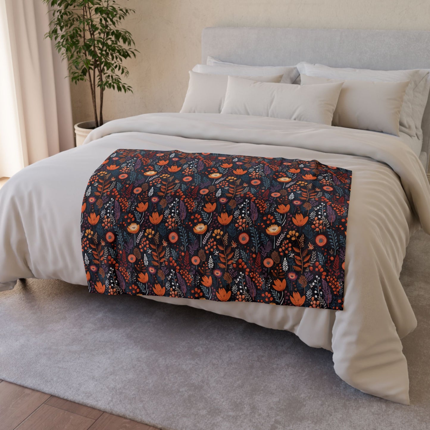 Autumn Bloom Soft Minky Blanket''