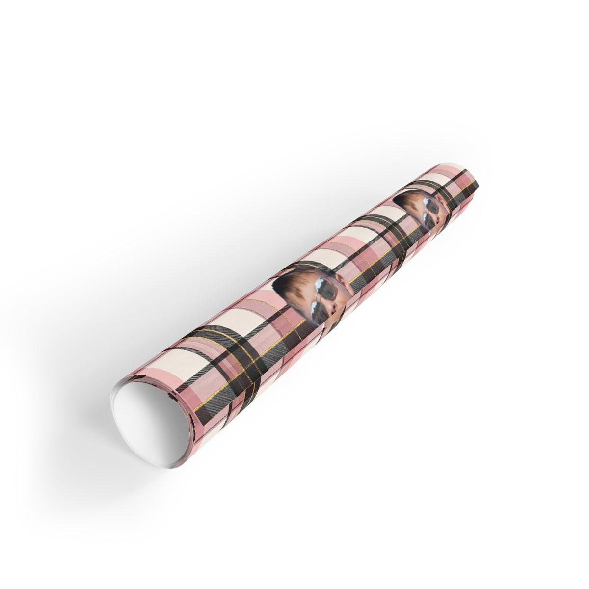 Personalized Photo Plaid Wrapping Paper Roll — Custom Face Gift Wrap