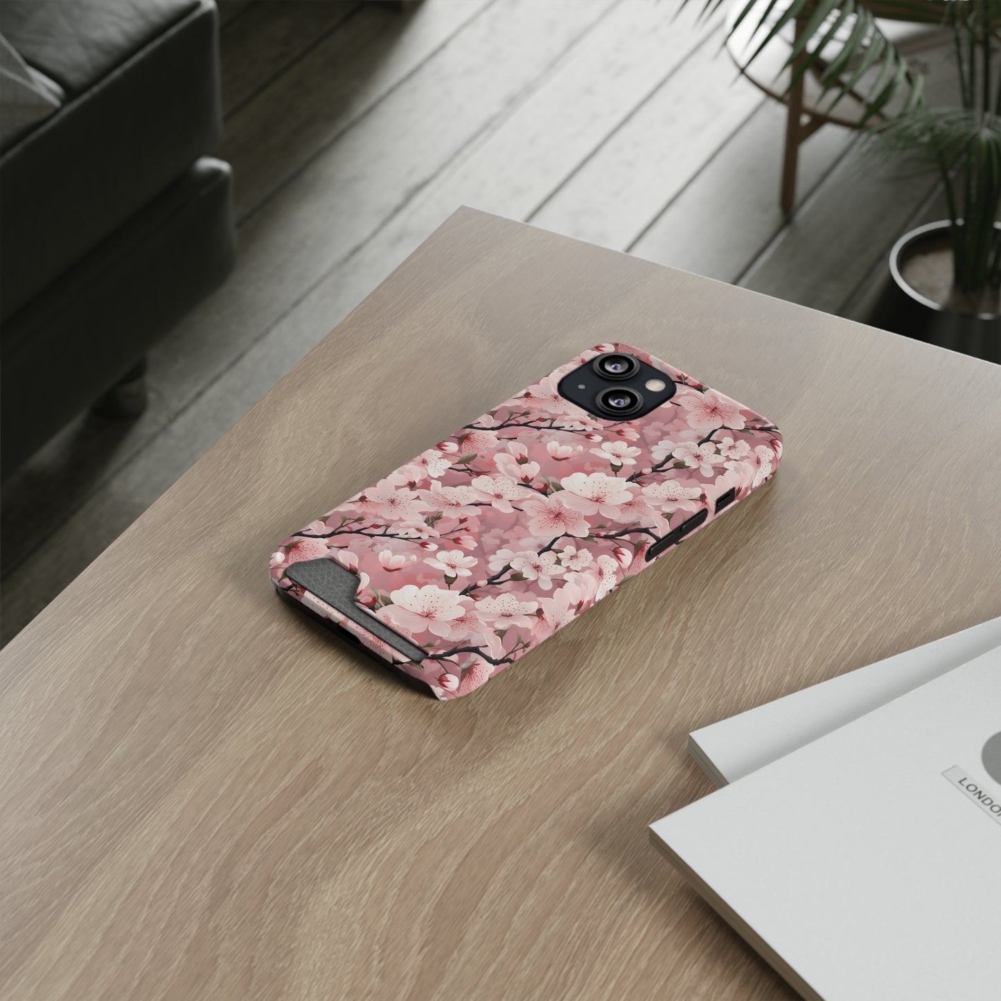 Cherry Blossom iPhone and Samsung Case With Card Holder