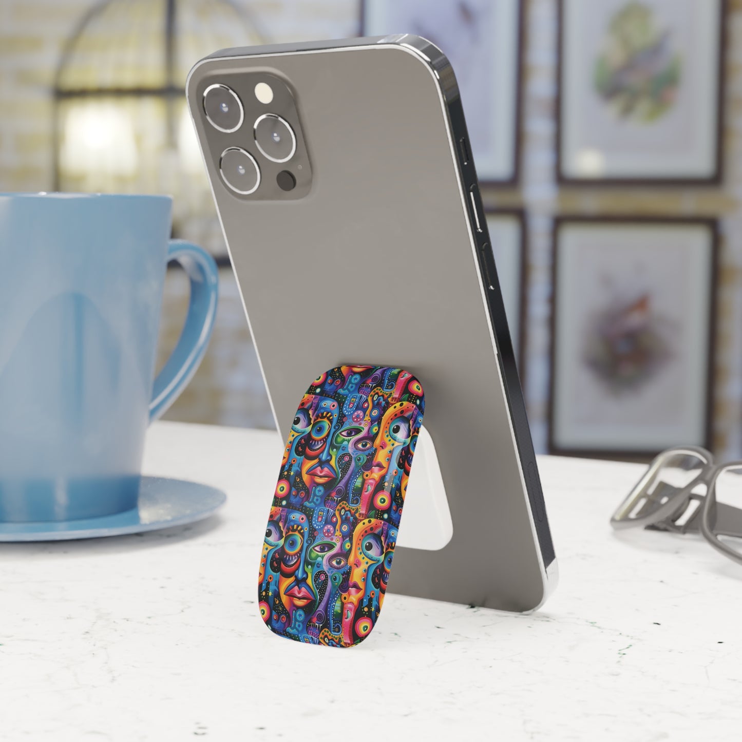 Psychedelic Visions Colorful Artistic Phone Grip - Abstract Face Design