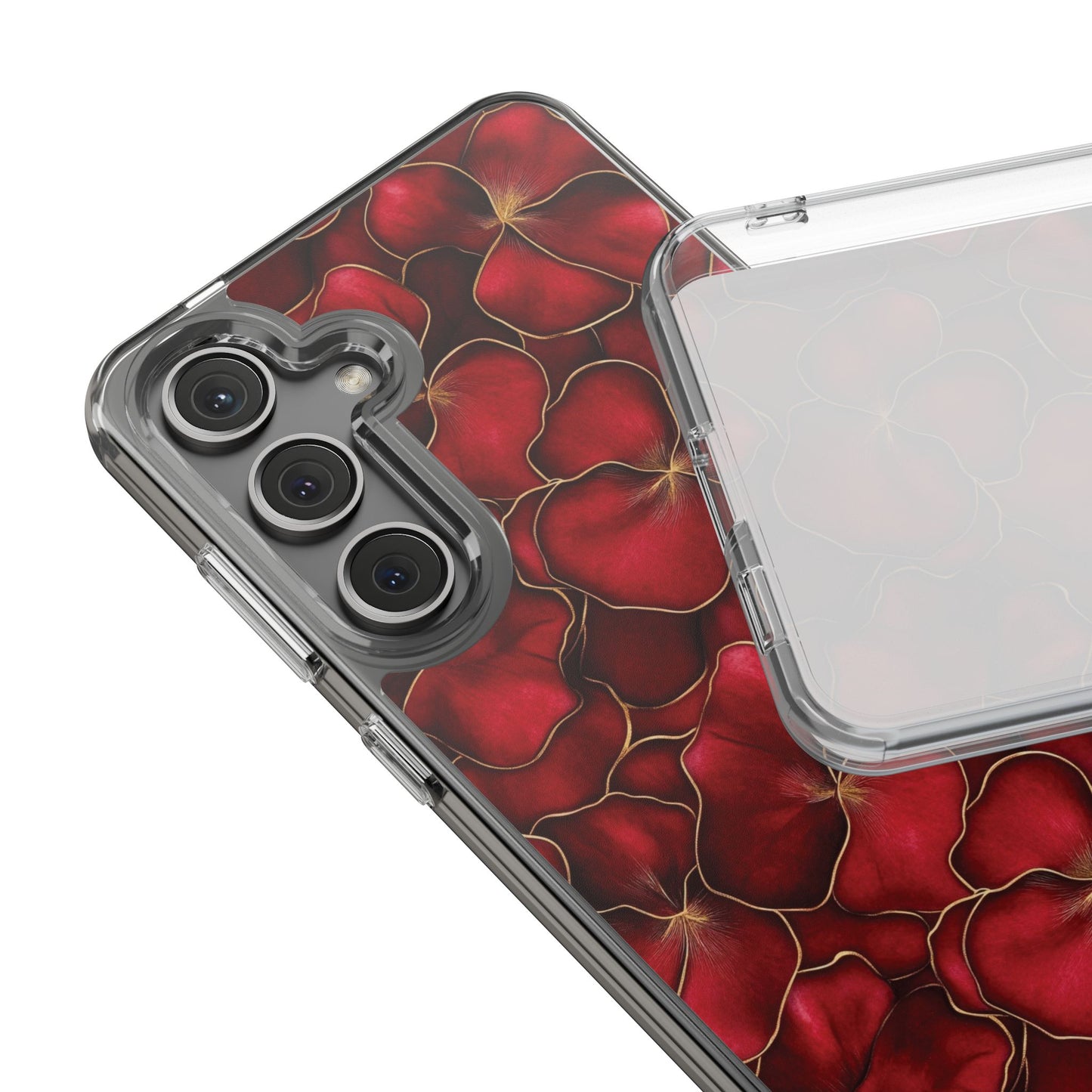Velvet Petal Noir Floral Petal Clear Impact-Resistant iPhone and Samsung Case.