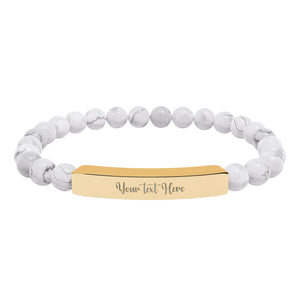 Engravable Natural Stone Stretch Bar Bracelet — Personalized Beaded Wristband