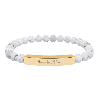 Engravable Natural Stone Stretch Bar Bracelet — Personalized Beaded Wristband