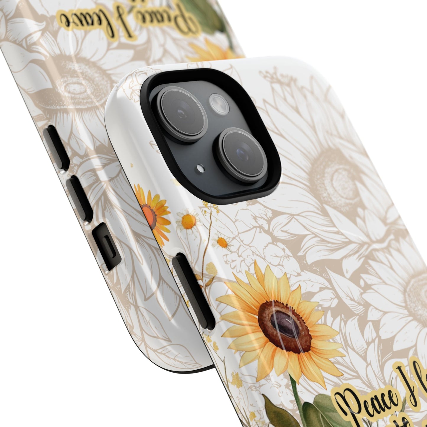 Peace I Leave with You John 14:27,  Inspirational Gift, Tough iPhone Magnetic Case  Scripture, Sunflower Bible Verse, MagSafe® iPhone® Tough Case, iPhone 14, iPhone 15, iPhone 16, Pro, Pro Max, Plus