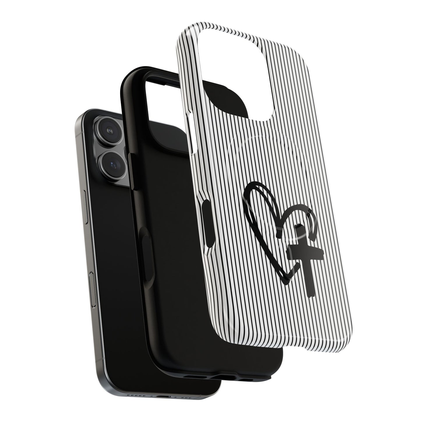 Tough Magnetic Phone Case with Heart & Cross Design, Durable Phone Cover, Unique Gift for Her, Stylish Accessory, Everyday Use