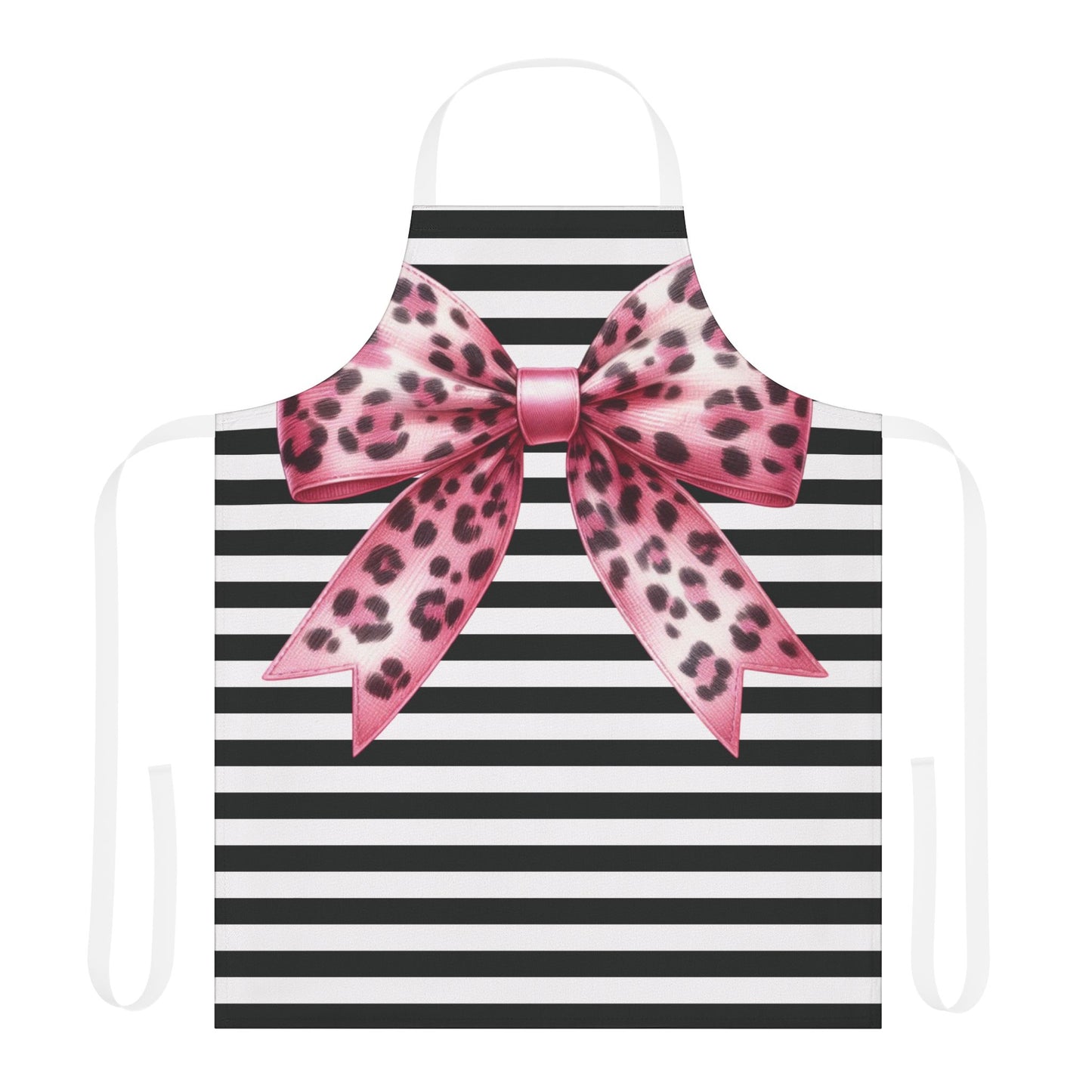 Striped Pink Animal Print Bow Chef's Apron