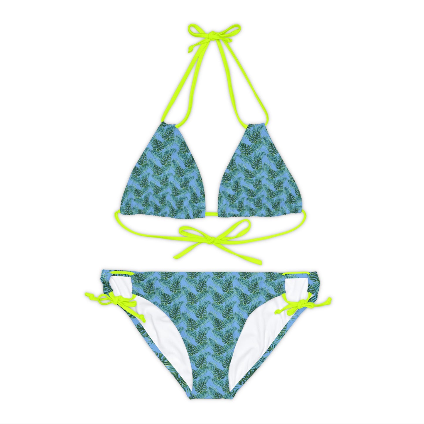 Blue Tropical Bliss Strappy Bikini Set (AOP)