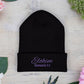 Purple Embroidered 'ELOHIM, GENESIS 1:1' Classic Cuffed Beanie - Cozy Winter Hat, Streetwear Accessory, Personalized Gifts, Religious Apparel, Unisex Beanie