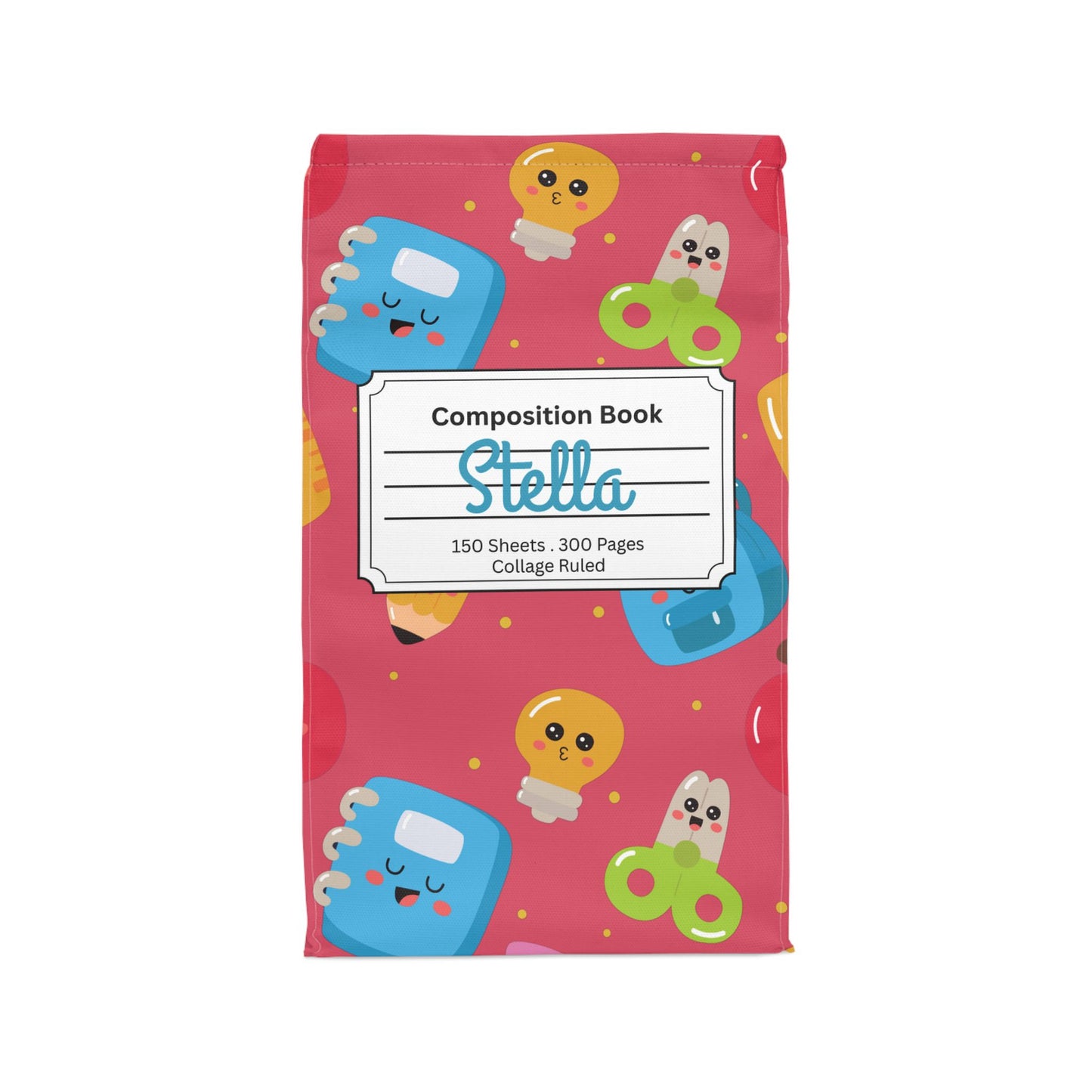 Custom Kawaii Composition Book Inspired Stylish Polyester Lunch Box for Kids - Perfect for School, Picnics, or Snacks | Personalized ABC Design, Back to School, Family [...]