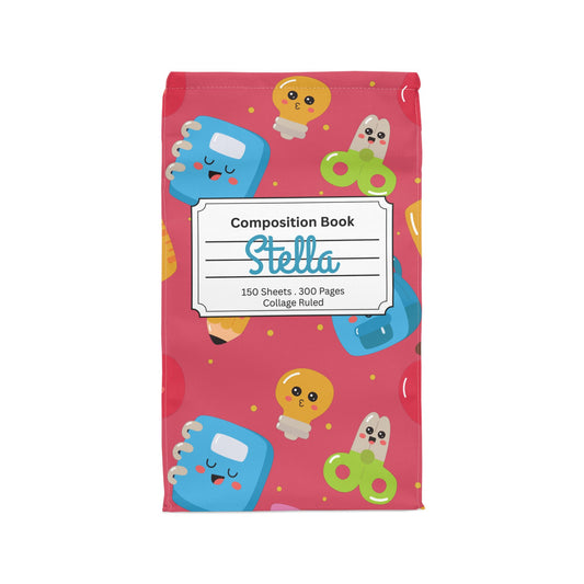 Custom Kawaii Composition Book Inspired Stylish Polyester Lunch Box for Kids - Perfect for School, Picnics, or Snacks | Personalized ABC Design, Back to School, Family [...]