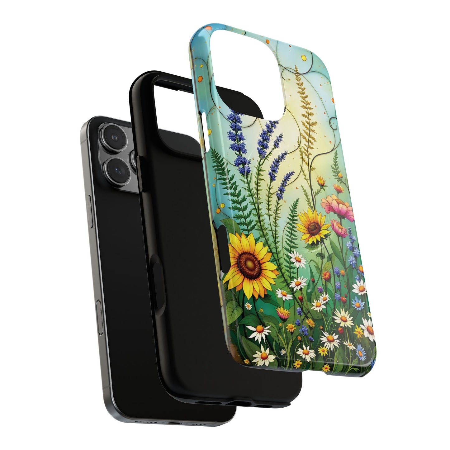 Floral Stained Harmony Glass Tough Magnetic Phone Case | Nature Inspired Design | Durable Protection | Gift for Nature Lovers | Spring Vibe