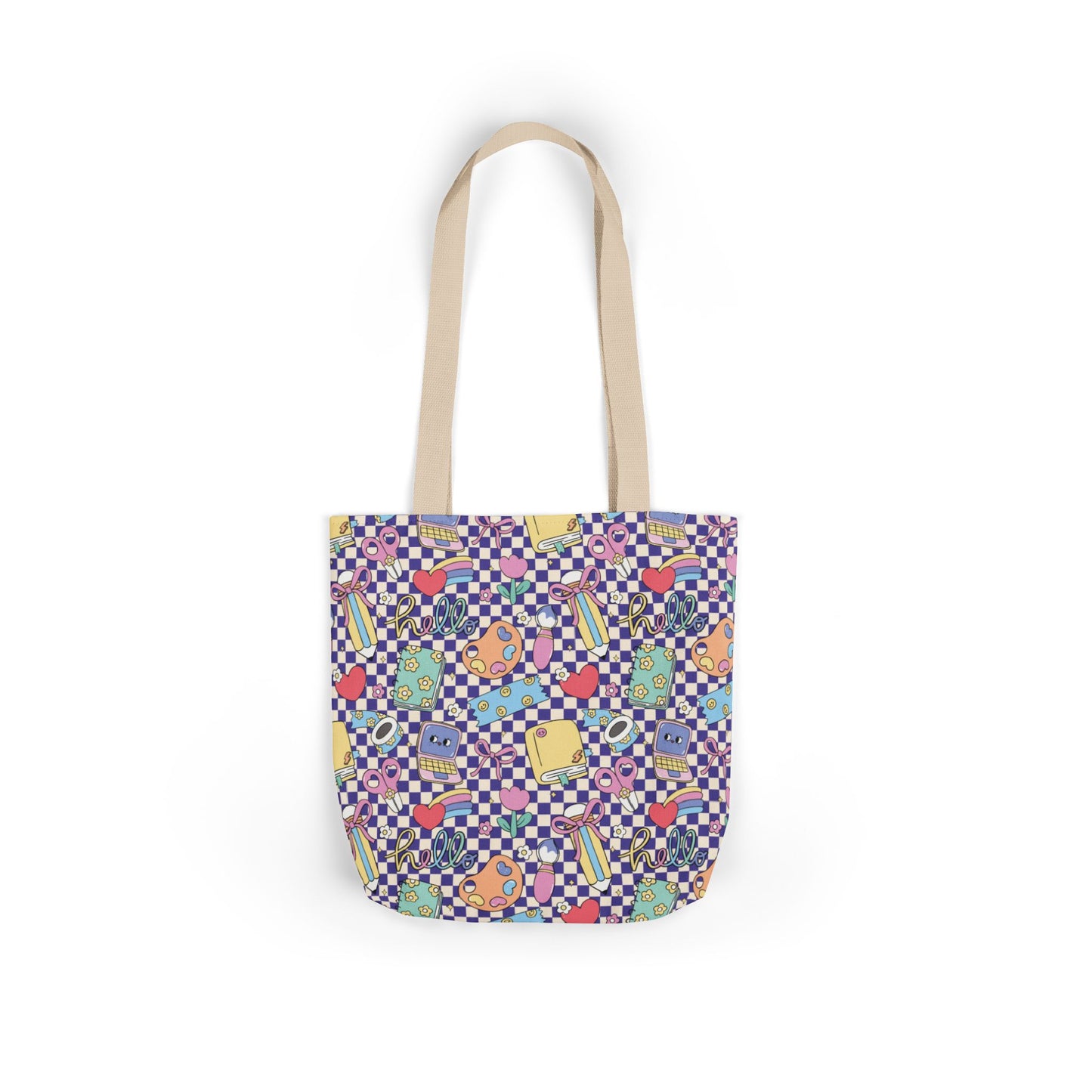 Personalized Purple Doodle Daydream Composition Book Inspired Canvas Tote Bag with Colorful Straps, Cute School Bag, Eco-Friendly Tote, Back to School Shopping Bag, Teacher Gift Idea