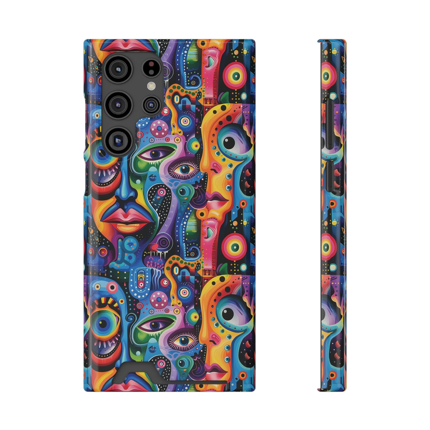 Psychedelic Visions Phone Case with Card Holder - Colorful and Stylish Design for Creatives