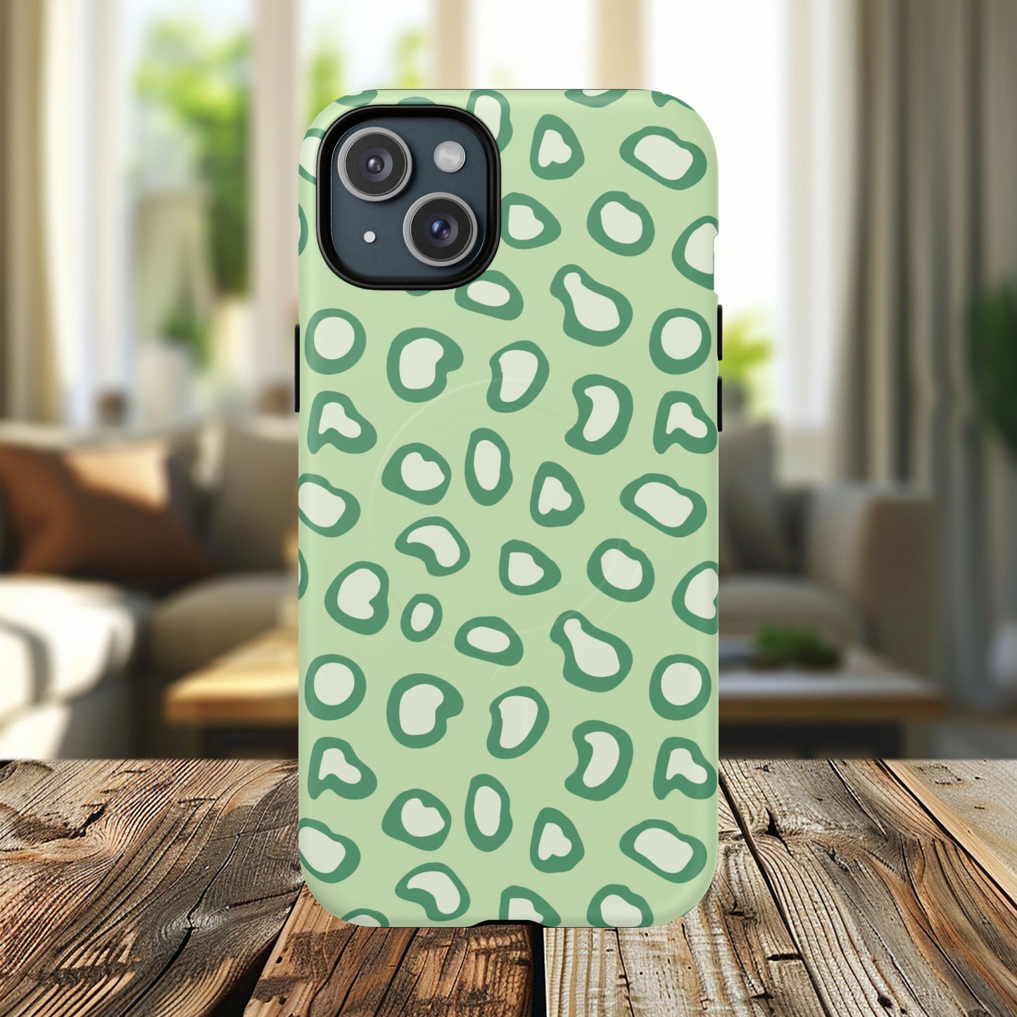 Chic Leopard Print iPhone Cases | Tough Magnetic Cases, iPhone Protection, Animal Print, Stylish Tech Accessories, Green iPhone Case