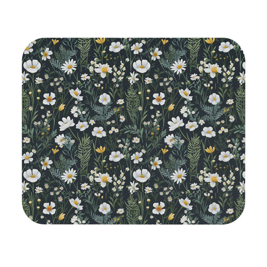 Daisy Delight Botanical Floral Mouse Pad - Vintage Greenery Design.
