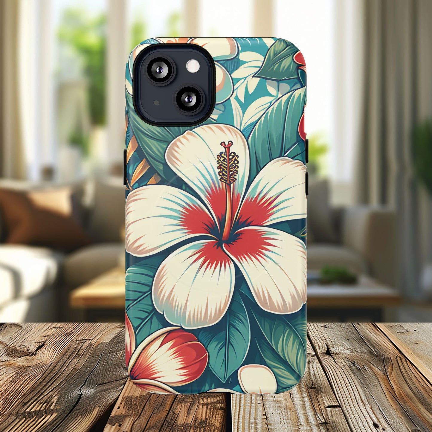 Tropical Hibiscus MagSafe® iPhone® Tough Case - Stylish Phone Protection Gift for Nature Lovers, Vibrant, Summer Vibes.