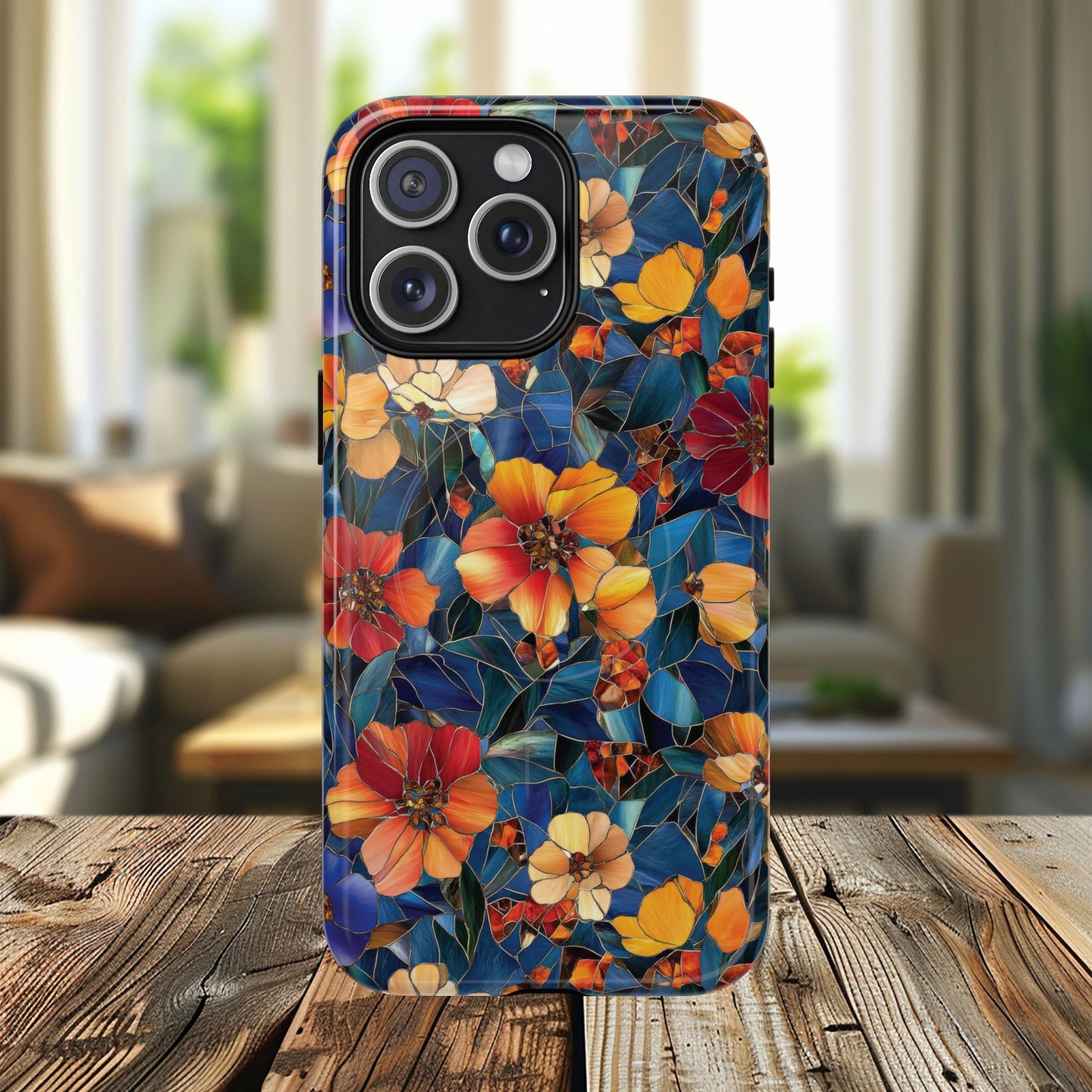 Cathedral Petals Tough Magnetic iPhone Case, Durable, Stylish, Unique Floral Design, Gifts for Her, Birthday, Everyday Use, Stained Glass iPhone Case.