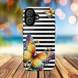 Botanic Flight Tough iPhone Magnetic Cases, Floral iPhone Cover, Stylish Tech Accessory, Gift for Nature Lovers, Butterfly Design, Unique Phone Protector