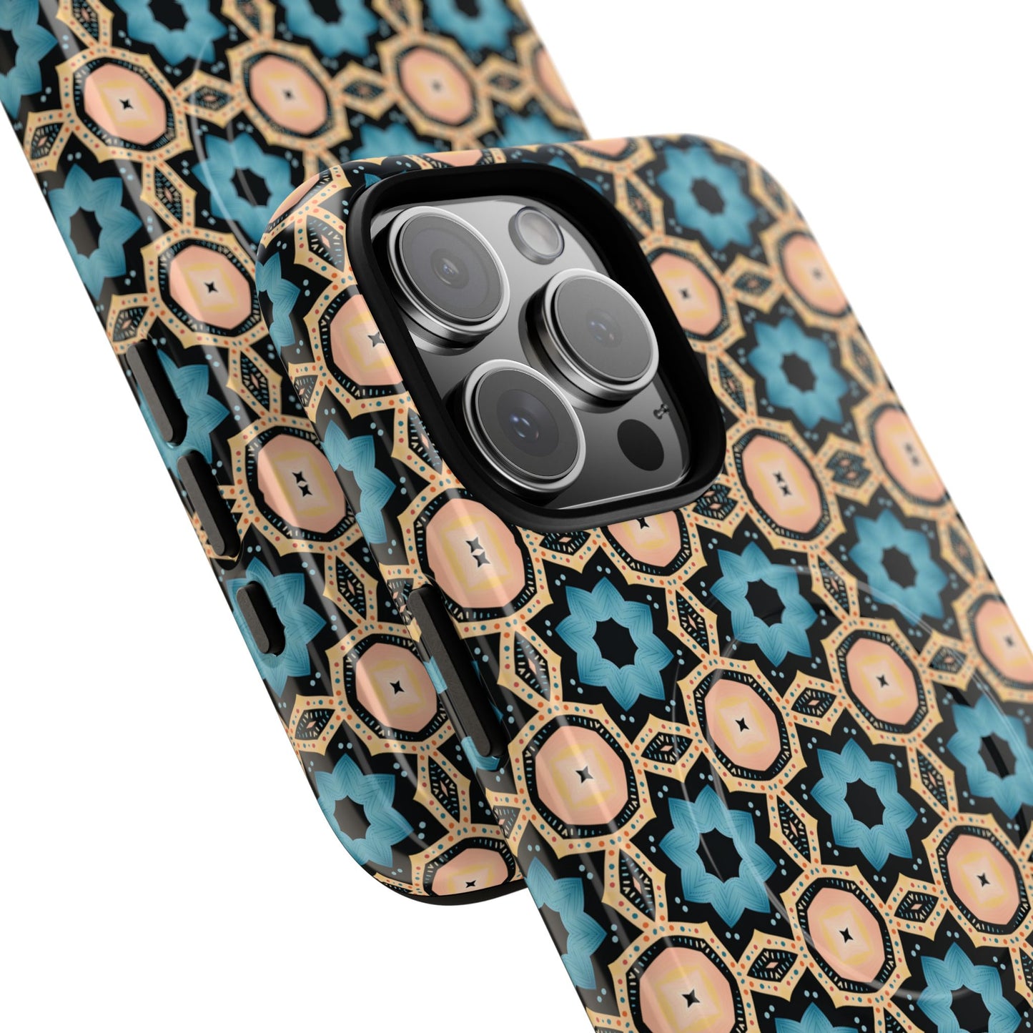 Sahara Star Mosaic Colorful Geometric iPhone Cases, Tough Magnetic iPhone Cases, Vibrant Design iPhone Cover, Durable iPhone Protection, Stylish Tech Accessories.