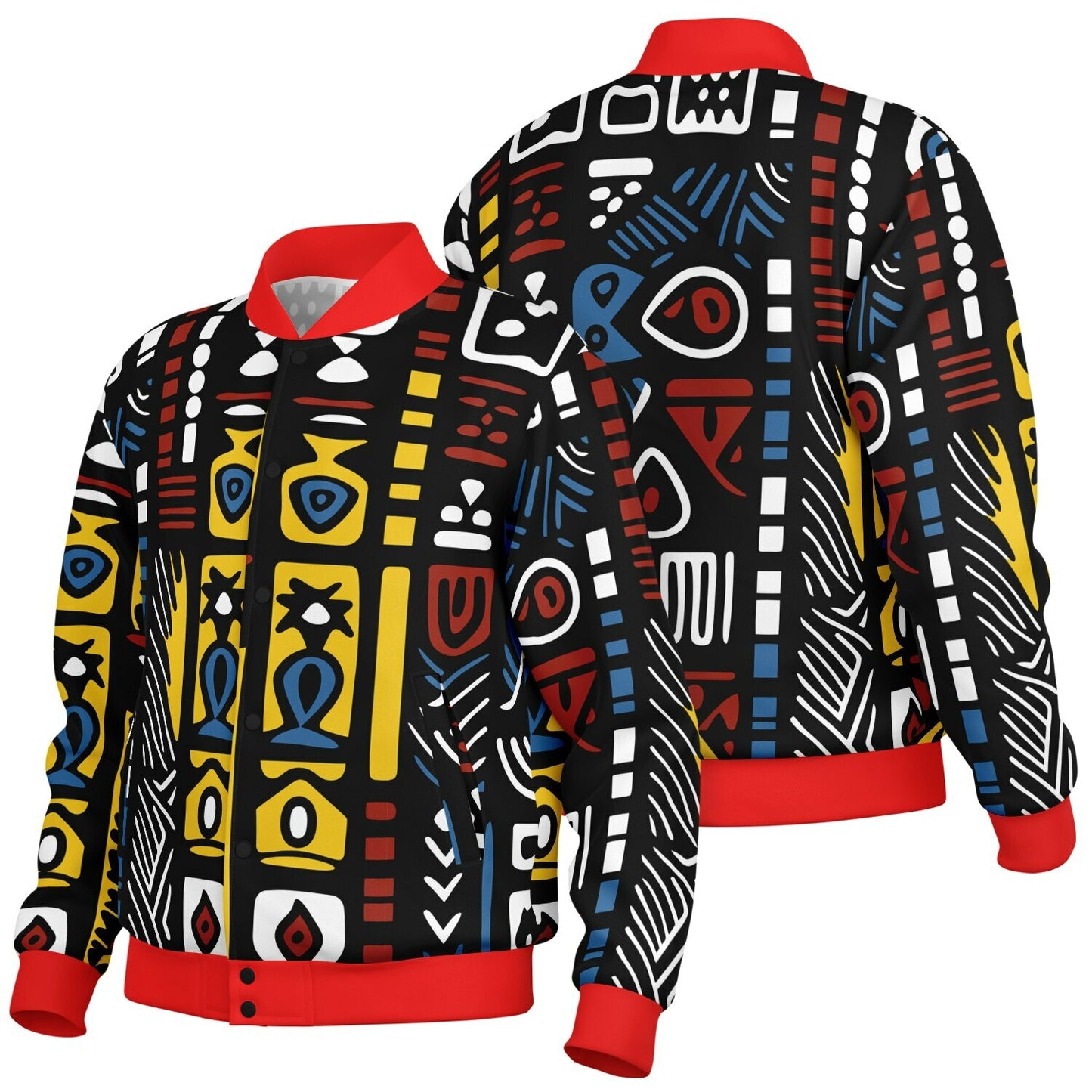 Geometric Harmony Baseball Jacket - AOP