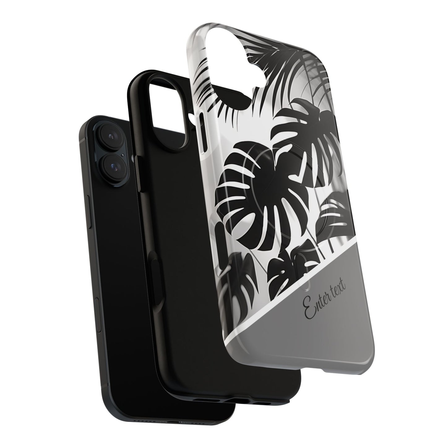 Personalized Monochrome Monstera Tropical Phone Case - Tough Magnetic MagSafe® Cases, Gifts for Nature Lovers, Stylish Phone Accessories, Gifts for Her.
