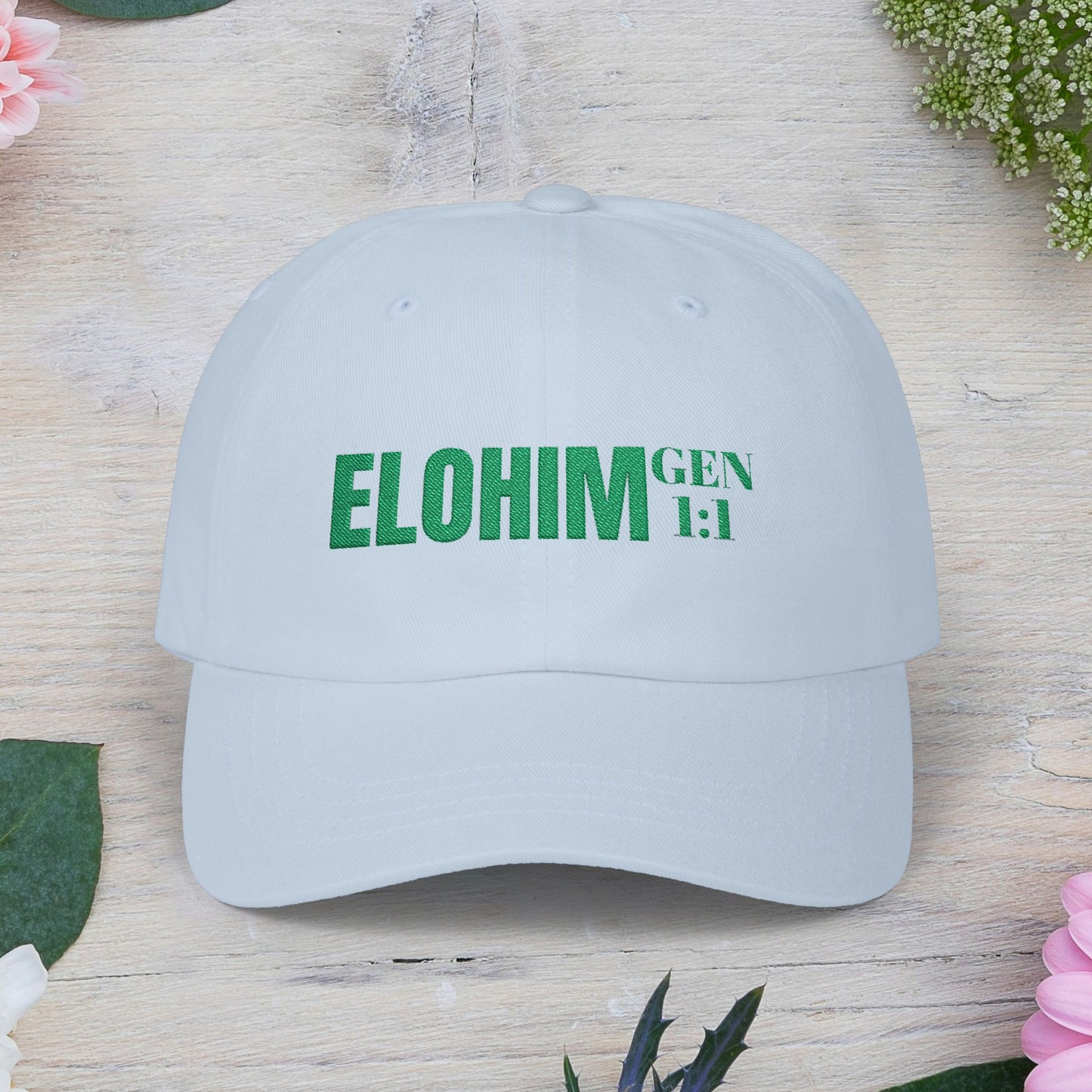 Classic Embroidery Dad Cap with 'ELOHIM, GENESIS 1:1' - Faith-Based Hat, Casual Wear, Gift for Dad, Christian Accessory, Summer Fashion