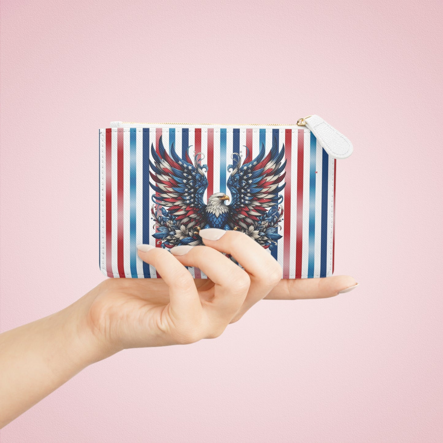 Patriotic Pride Eagle Mini Clutch Bag - Stylish Zipper Pouch for Events & Celebrations