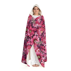 Peony Dreams Snuggle Hooded Sherpa Fleece Blanket