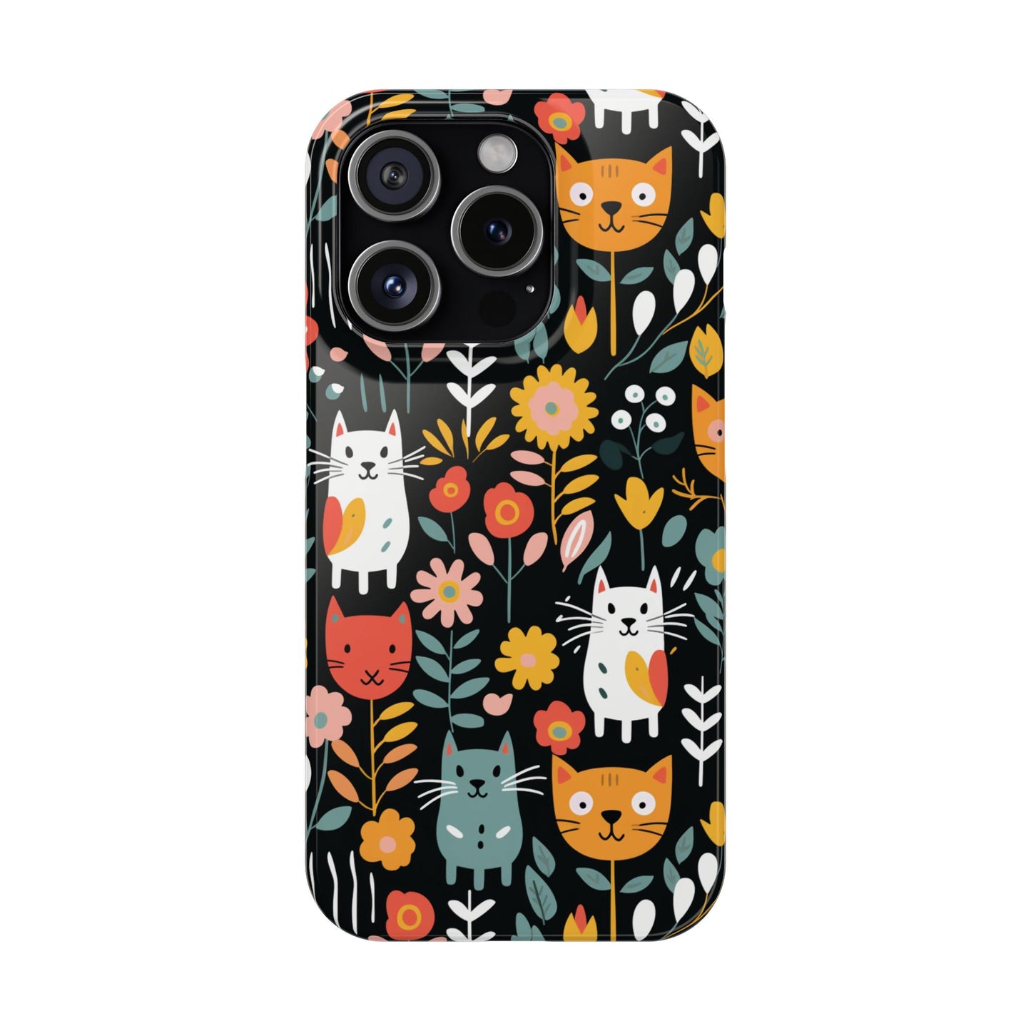 Whimsical Feline Garden Slim Cases for iPhone and Samsung Phones