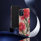 Stained Glass Effect Carnation Floral Tough Phone Case – Pink Vintage Botanical Protective Cover
