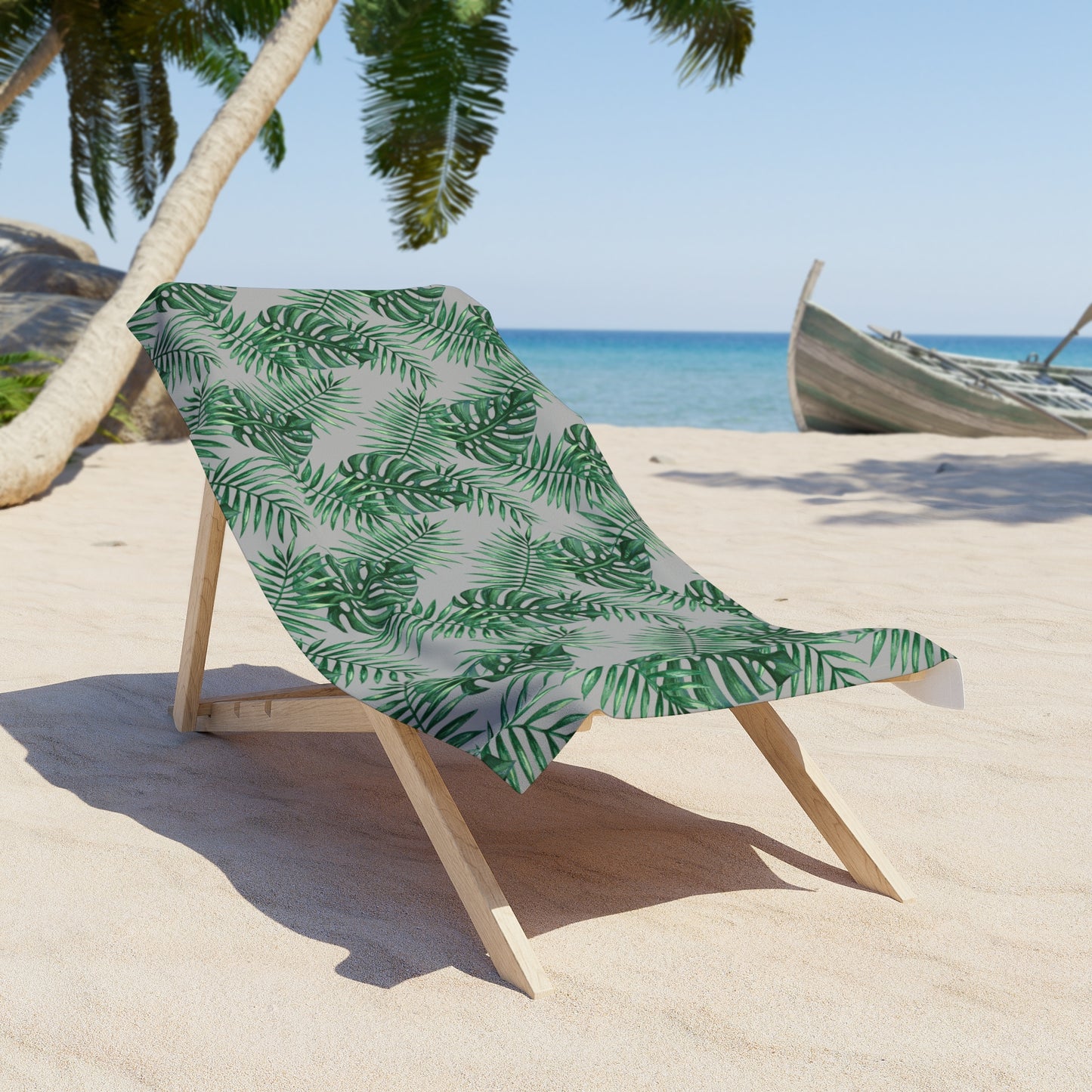 Tropical Bliss Grey Beach Towel