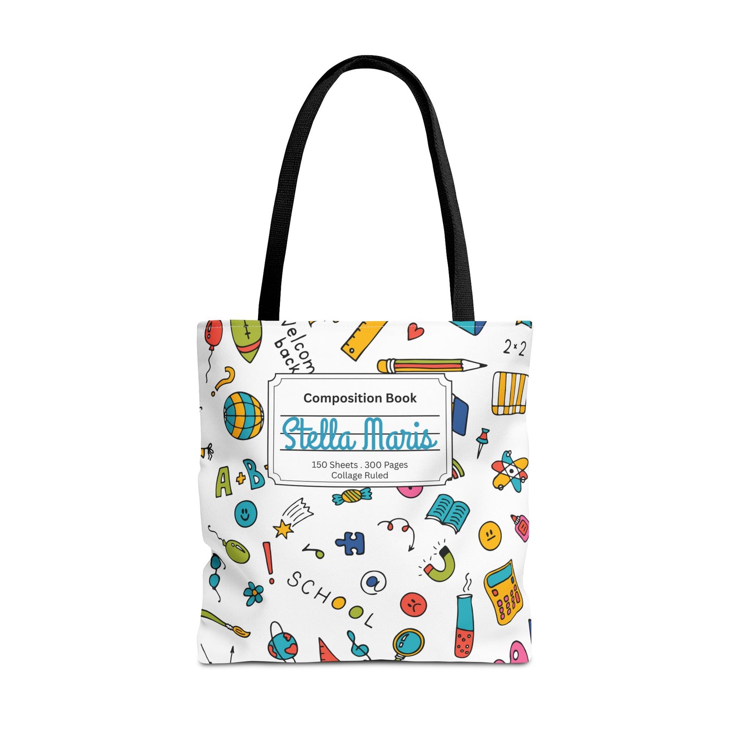 Personalized Classroom Couture Composition Book Inspired Tote Bag, Back to School Tote, Teacher Gift, Kids Bag, Custom Name Bag, Educational Accessories, Back to School Tote Bag.