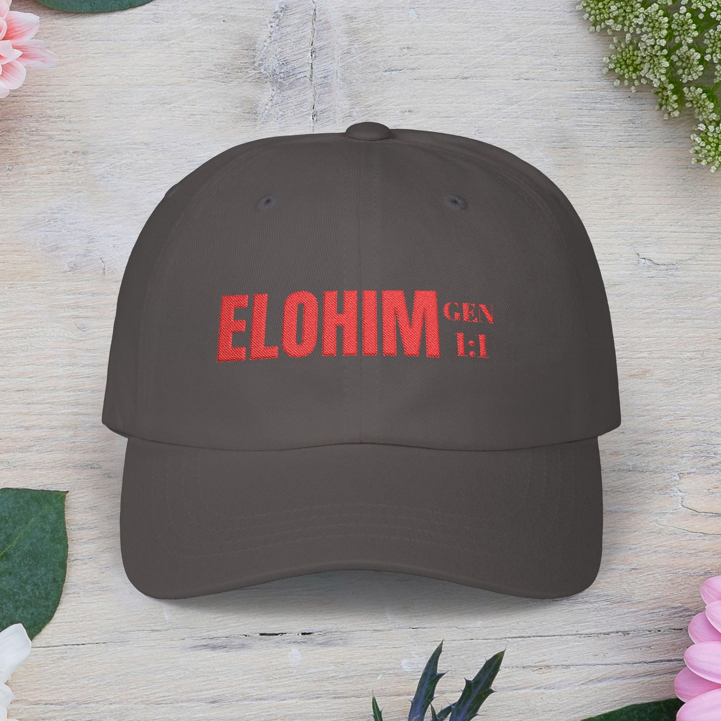 Classic Embroidery Dad Cap with 'ELOHIM, GENESIS 1:1' - Faith-Based Hat, Casual Wear, Gift for Dad, Christian Accessory, Summer Fashion