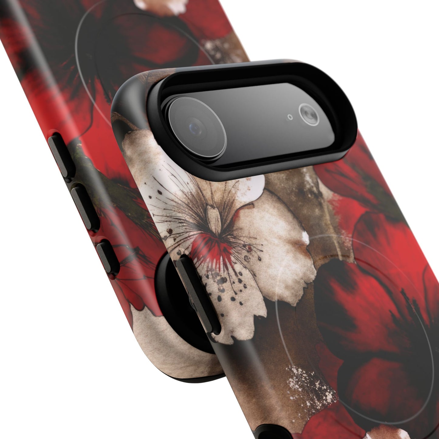 Crimson Noir Tough iPhone Magnetic Cases, Tough iPhone Protector, Stylish Floral Design, Gift for Her, Floral Accessories