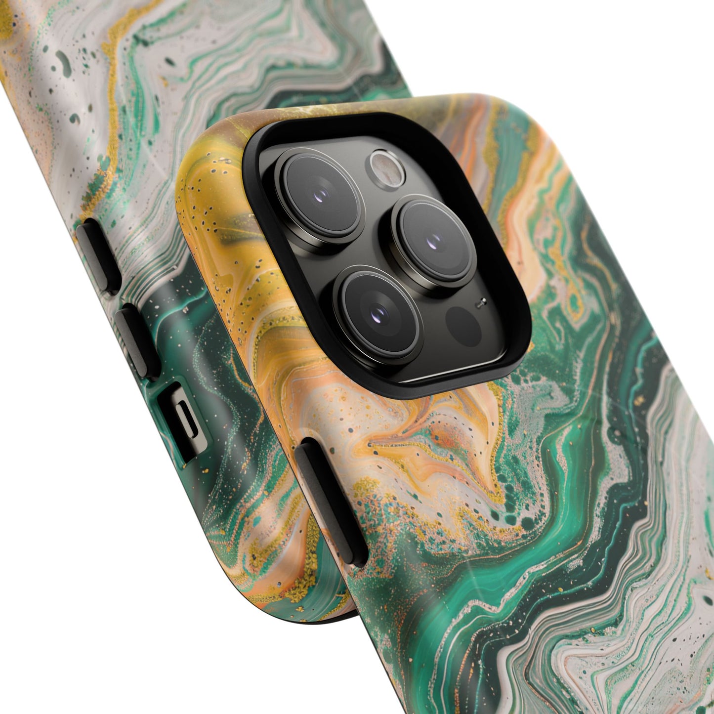 Magnetic iPhone Cases with Green Marble Design, Tough Magnetic Cases, iPhone Accessories, Gift for Her, Trendy iPhone Cover