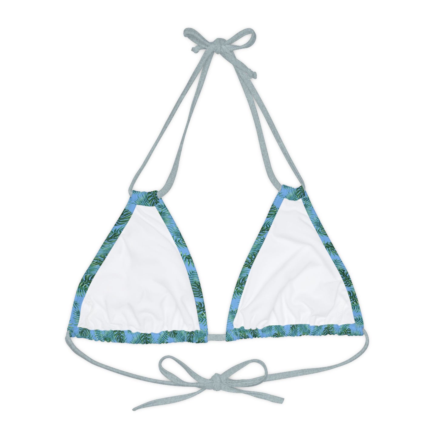 Blue Tropical Bliss Strappy Triangle Bikini Top (AOP)- (PY)
