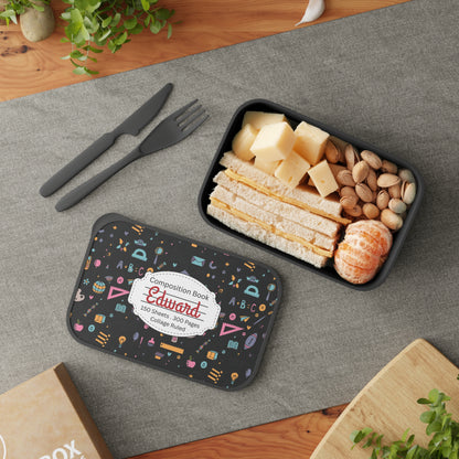 Personalized Chalkboard Chic Composition Book Composition Book Inspired Bento Box, Fun Lunch Container, School Lunch, Meal Prep, Kids' Utensils, Back to School, Child's Lunchbox