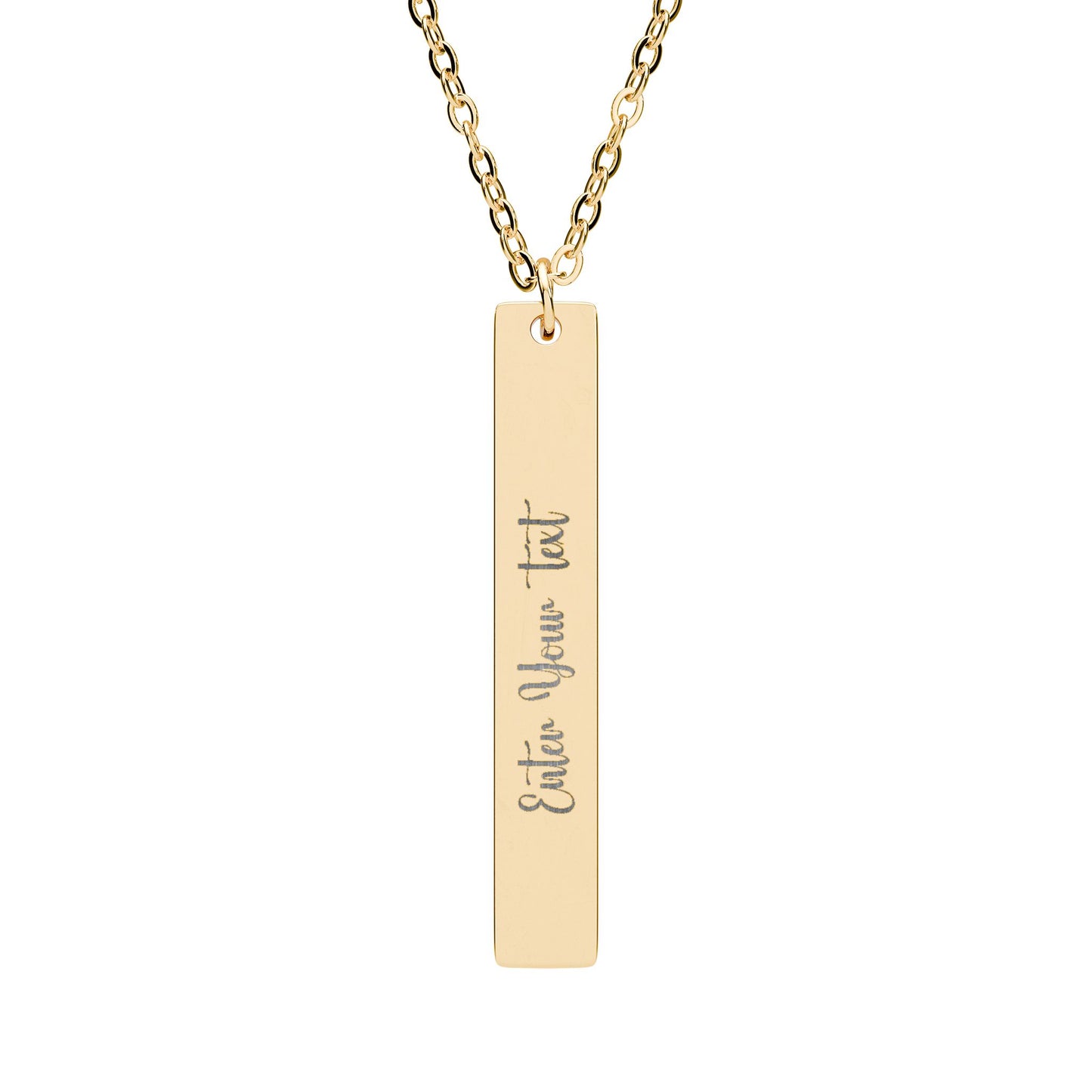 Engraved Vertical Bar Necklace — Personalized Slim Pendant Necklace